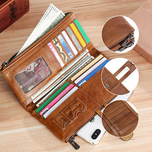 Afbeelding in Gallery-weergave laden, Dames echt lederen clutch lange geld portemonnee
