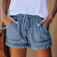 Afbeelding in Gallery-weergave laden, Elastische denim short met hoge taille