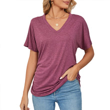 Afbeelding in Gallery-weergave laden, Casual pullover V-hals effen kleur losse damestops