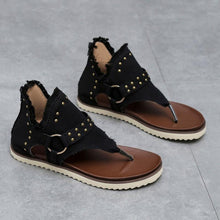 Afbeelding in Gallery-weergave laden, Dames Casual Denim Platte Sandalen met Rits