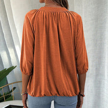 Afbeelding in Gallery-weergave laden, T-shirt met ronde hals en driekwart mouwen