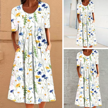 Afbeelding in Gallery-weergave laden, Voorverkoop>Casual jurk met ronde hals en print