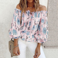 Afbeelding in Gallery-weergave laden, Blouse met ruches aan de mouwen en bloemen
