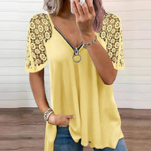 Afbeelding in Gallery-weergave laden, Effen kleur kanten los T-shirt met korte mouwen en rits
