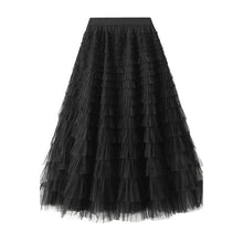 Afbeelding in Gallery-weergave laden, Gelaagde elastische taille tule maxi rok
