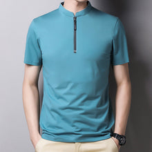 Afbeelding in Gallery-weergave laden, T-shirt met rits en kraag voor heren
