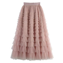 Afbeelding in Gallery-weergave laden, Gelaagde elastische taille tule maxi rok
