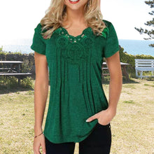 Afbeelding in Gallery-weergave laden, T-shirt coupe slim en dentelle à col en V
