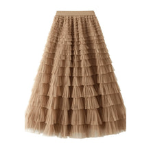 Afbeelding in Gallery-weergave laden, Gelaagde elastische taille tule maxi rok
