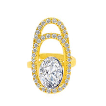 Afbeelding in Gallery-weergave laden, Geometrische diamanten open nagelring
