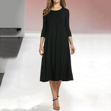 Afbeelding in Gallery-weergave laden, Women's New Mid-sleeve Solid Color Swing Dress

