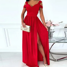 Afbeelding in Gallery-weergave laden, Off-the-shoulder jurk met V-hals en split
