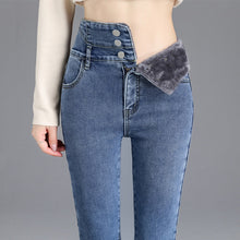 Afbeelding in Gallery-weergave laden, Fleece hoge stretch jeans
