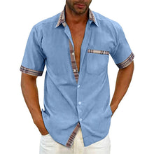Afbeelding in Gallery-weergave laden, Casual zomerhemd met geruite kraag en knoop voor heren
