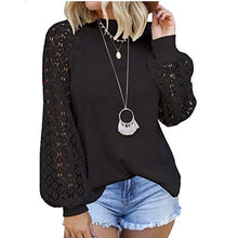 Afbeelding in Gallery-weergave laden, Kanten T-shirt met ronde hals en lange mouwen
