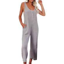 Afbeelding in Gallery-weergave laden, Jumpsuit met effen kleurknopen Backpackingbroek met zakken
