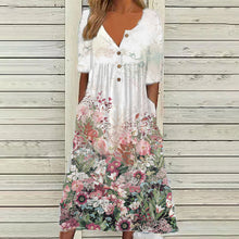 Afbeelding in Gallery-weergave laden, Jurk met V-hals en zak met print
