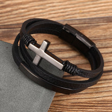 Afbeelding in Gallery-weergave laden, Cross gevlochten meerlagige lederen armband
