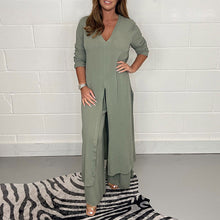 Afbeelding in Gallery-weergave laden, Casual tweedelig pak met lange top en bijpassende broek

