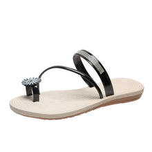 Afbeelding in Gallery-weergave laden, Platte sandalen met glanzende stras steentjes
