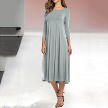 Afbeelding in Gallery-weergave laden, Women's New Mid-sleeve Solid Color Swing Dress
