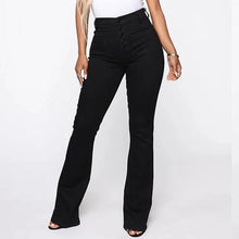 Afbeelding in Gallery-weergave laden, Bootcut jeans met hoge taille en gewassen knopen
