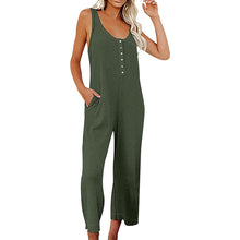 Afbeelding in Gallery-weergave laden, Jumpsuit met effen kleurknopen Backpackingbroek met zakken

