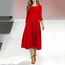 Afbeelding in Gallery-weergave laden, Women's New Mid-sleeve Solid Color Swing Dress
