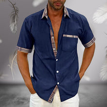Afbeelding in Gallery-weergave laden, Casual zomerhemd met geruite kraag en knoop voor heren
