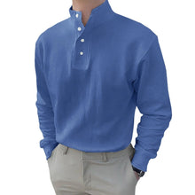 Afbeelding in Gallery-weergave laden, Heren poloshirt met mandarijnkraag en lange mouwen
