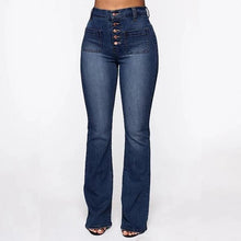 Afbeelding in Gallery-weergave laden, Bootcut jeans met hoge taille en gewassen knopen
