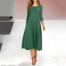 Afbeelding in Gallery-weergave laden, Women's New Mid-sleeve Solid Color Swing Dress
