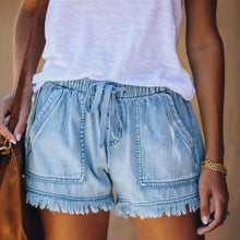 Afbeelding in Gallery-weergave laden, Elastische denim short met hoge taille
