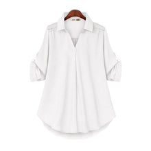 Afbeelding in Gallery-weergave laden, Los damesshirt met lange mouwen en V-hals
