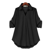 Afbeelding in Gallery-weergave laden, Los damesshirt met lange mouwen en V-hals
