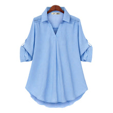 Afbeelding in Gallery-weergave laden, Los damesshirt met lange mouwen en V-hals
