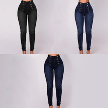 Afbeelding in Gallery-weergave laden, Double-breasted skinny jeans met hoge taille
