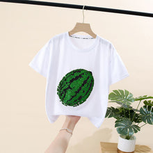 Afbeelding in Gallery-weergave laden, 2022 nieuw watermeloen t-shirt met wisselende pailletten
