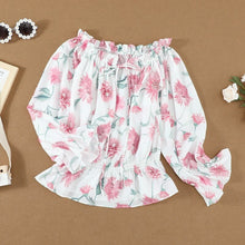 Afbeelding in Gallery-weergave laden, Blouse met ruches aan de mouwen en bloemen
