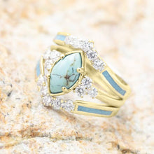 Afbeelding in Gallery-weergave laden, Natuurlijke turkooizen diamanten ring
