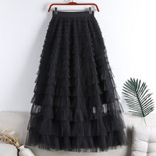 Afbeelding in Gallery-weergave laden, Gelaagde elastische taille tule maxi rok

