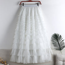 Afbeelding in Gallery-weergave laden, Gelaagde elastische taille tule maxi rok
