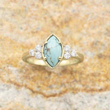 Afbeelding in Gallery-weergave laden, Natuurlijke turkooizen diamanten ring
