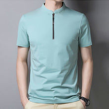 Afbeelding in Gallery-weergave laden, T-shirt met rits en kraag voor heren
