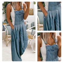 Afbeelding in Gallery-weergave laden, Casual denim overall met wijde pijpen en zakken
