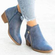 Afbeelding in Gallery-weergave laden, Chunky Heel enkellaarsjes met Zijrits voor Dames
