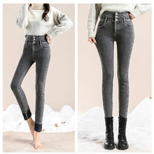 Afbeelding in Gallery-weergave laden, Fleece hoge stretch jeans
