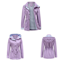 Afbeelding in Gallery-weergave laden, Waterdichte halflange trenchcoat met trekkoord in de taille
