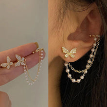 Afbeelding in Gallery-weergave laden, Strass Butterfly Dangle Hoop Stud Oorbellen

