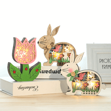 Afbeelding in Gallery-weergave laden, Houten paasdecoratie met LED-licht
